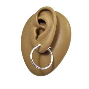 Sterling Silver Hoops Marked 925 Pierced Large Round Tube 1 Inch 25mm